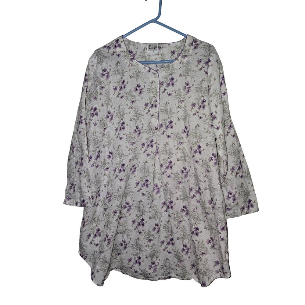 Vintage Floral Maternity Tunic By Mimi Maternity L Long Sleeve‎ Cotton Cottage